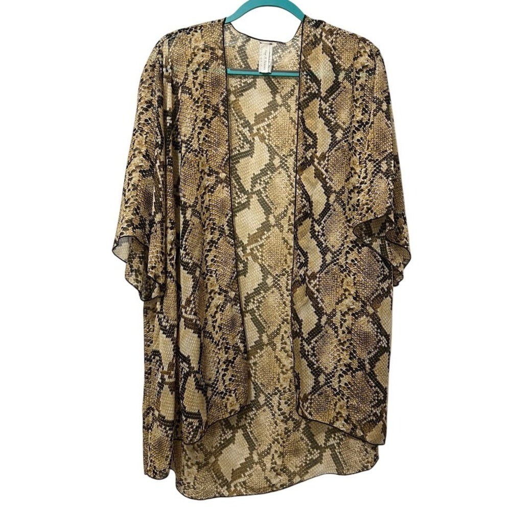 New N Forever Snakeskin Print Sheer‎ Kimono Cardigan Duster Women's Size M